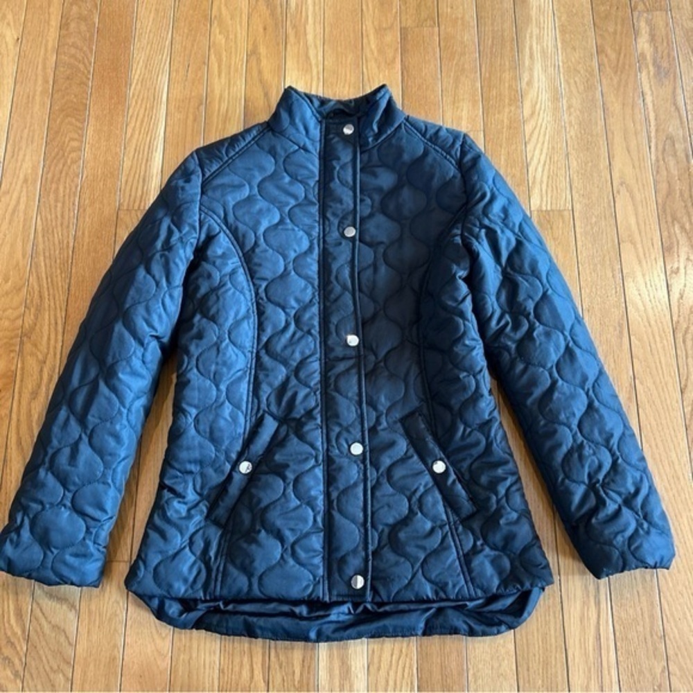 So Brand Girls Size 14/16 Black Snap Front W/ Pockets Quilted Winter Jacket Coat